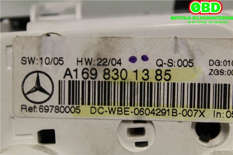 Varmeapparat betjening til Mercedes A-Klasse 2005-2012 (W169) (W169) (MERCEDES|A 169 830 13 85|A 169 900 14 00|1698301385)