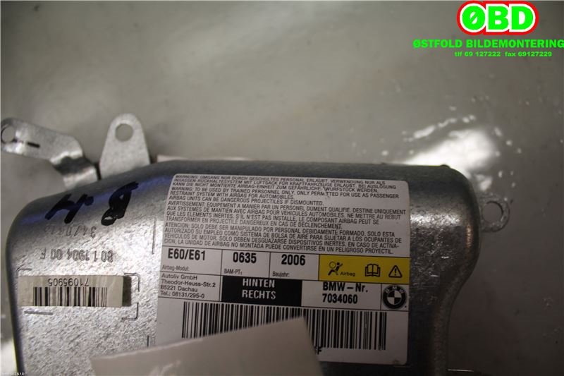 Airbag sidepute høyre til BMW 5-Serie 2003-2010 (E60/E61) (E60/E61) (BMW||72 12 7 034 060)
