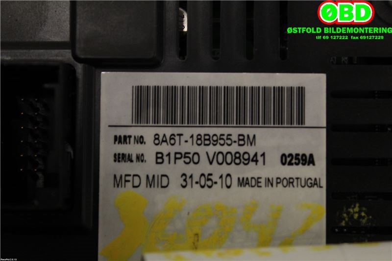 Instrument kjørecomputer til Ford Fiesta 2008-2012 (Type VI, Fase 1)  (FORD|1940795||8A6T18B955BM)