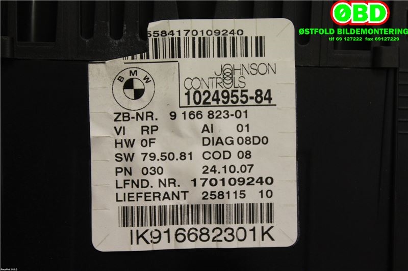Instrumentpanel til BMW 1-Serie 2004-2011 (E81/E82/E87/E88) (E81/E82/E87/E88) (BMW||9166823)