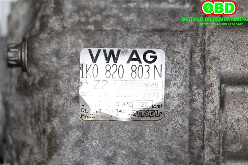 Aircondition kompressor til Škoda Octavia 2005-2008 (Type II, Fase 1) (SKODA|1K0 820 859 QX|1K0 820 808 FX|1K0820803N)