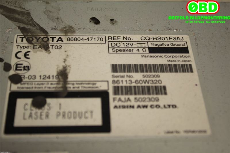 Bilstereo navigasjon til Toyota Prius +7 2012-2020 (Type III) (stasjonsvogn) (stasjonsvogn) (TOYOTA|8680447170|)