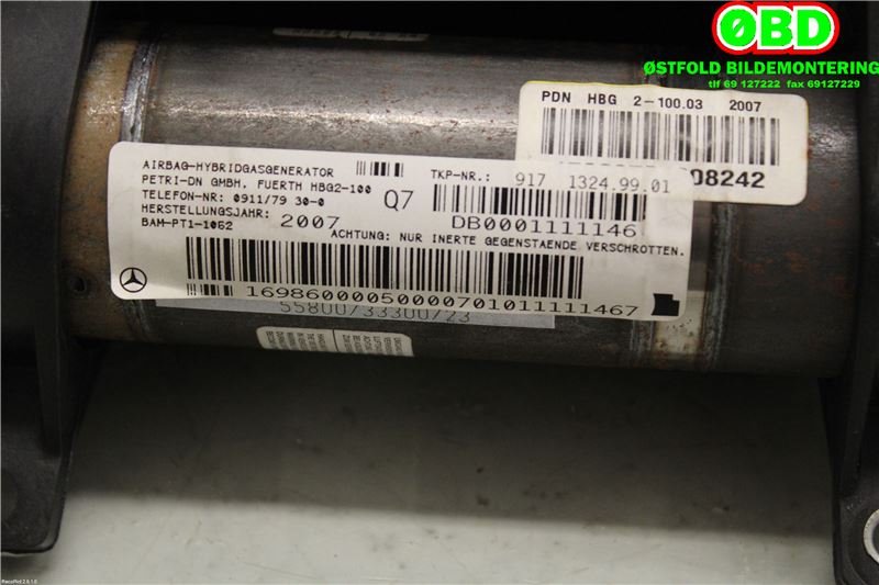 Airbag passasjer til Mercedes B-Klasse 2008-2011 (Fase 2) (W245) (W245) (MERCEDES|A 169 860 00 05||1698600005)