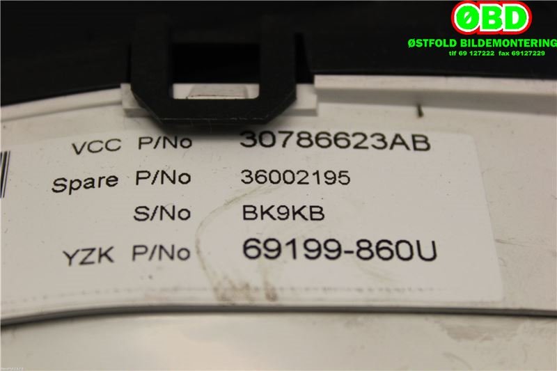 Instrumentpanel til Volvo V70 2007-2013 (Type III, Fase 1)  (VOLVO|36002195||30786623AB)