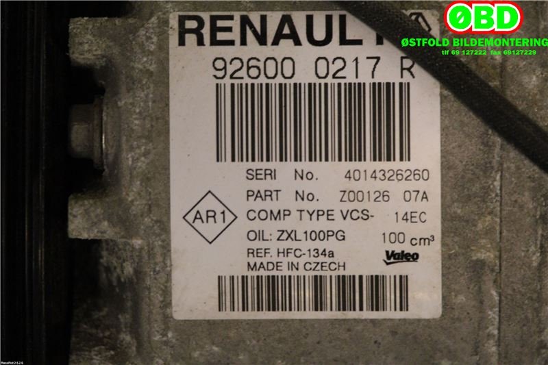 Aircondition kompressor til Renault Captur 2013-2020 (Type I) (RENAULT|926000217R|)