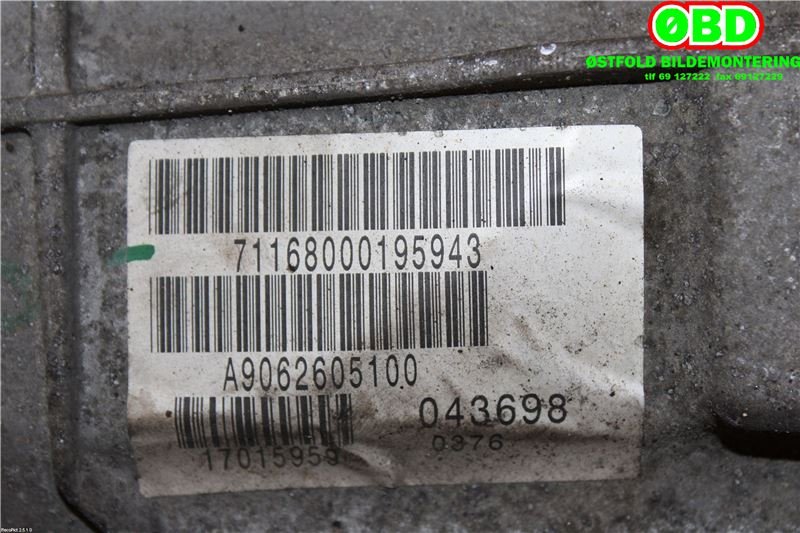 Girkasse manuell 6-trinn til Mercedes Sprinter 2006-2013 (Fase 1) (906) (906) (MERCEDES|A 906 260 51 00|711680|9062605100)