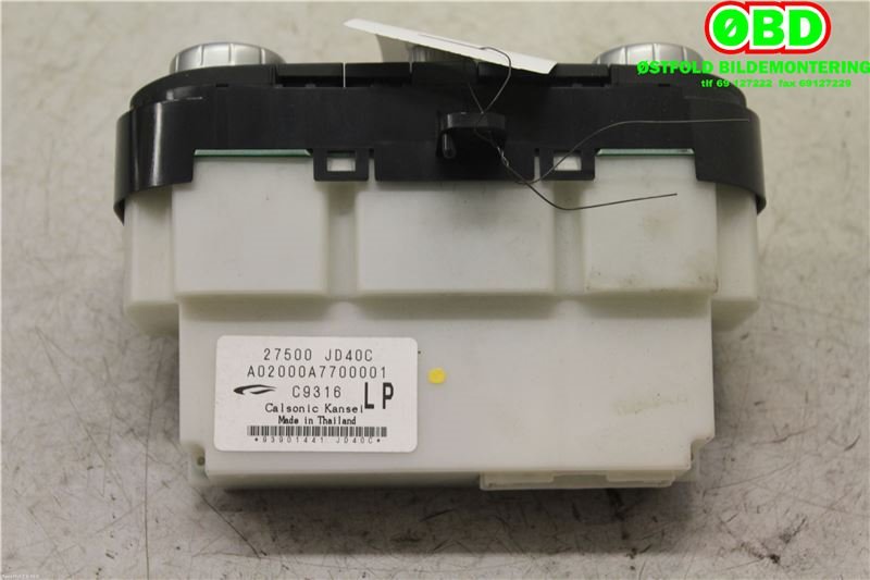 Varmeapparat betjening til Nissan Qashqai 2007-2010 (Type I, Fase 1)  (NISSAN|27500JD40C|)