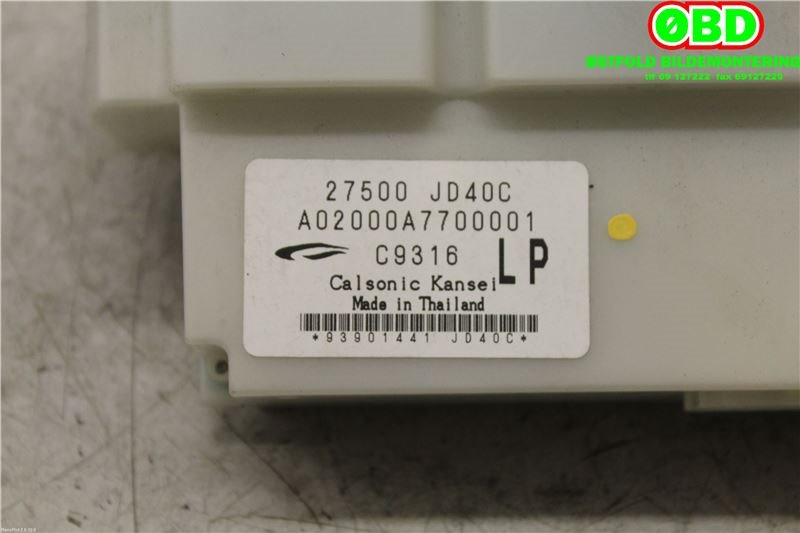 Varmeapparat betjening til Nissan Qashqai 2007-2010 (Type I, Fase 1)  (NISSAN|27500JD40C|)