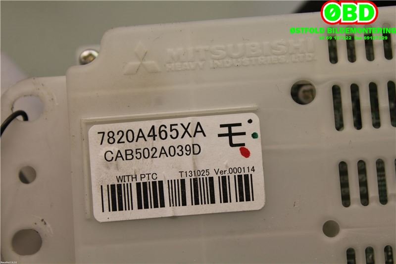 Varmeapparat betjening til Mitsubishi Outlander 2012-2015 (Type III, Fase 1) (MITSUBISHI|7820A465XA|)