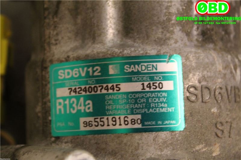 Aircondition kompressor til Citroën C3 2002-2009 (Type I)  (CITROEN|6453QG|9800821980|9655191680)