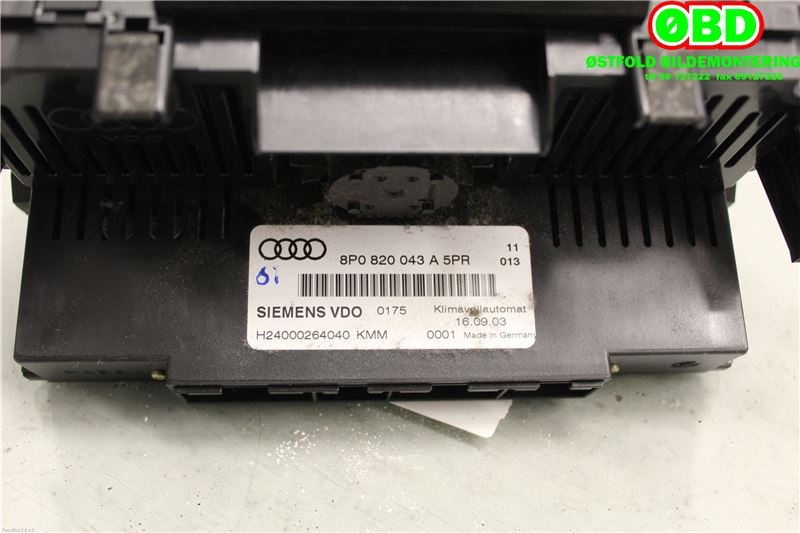 Varmeapparat betjening til Audi A3 2003-2008 (Type II, Fase 1)  (AUDI|8P0820043AF||8P0820043A)