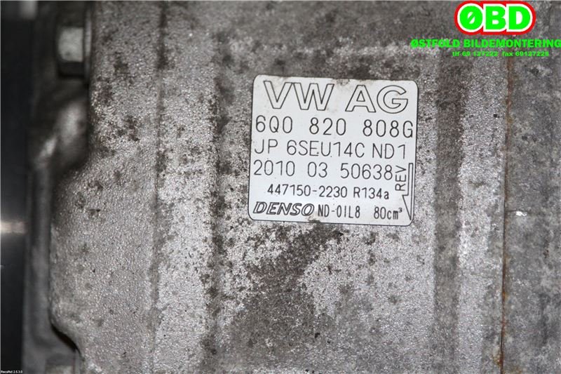 Aircondition kompressor til Škoda Fabia 2010-2014 (Type II, Fase 2)  (SKODA|6Q0 820 808 G|6R0 820 803 F|6Q0820808G)