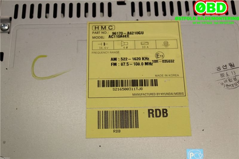 Bilstereo til Hyundai i30 2012-2017 (Type II)  (HYUNDAI|96170A6210GU|)