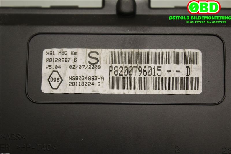Instrumentpanel til Renault Kangoo 2008-2021 (Type II)  (RENAULT||8200796015)