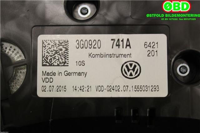 Instrumentpanel til VW Passat 2015-2019 (Fase 1) (B8) (B8) (3G0 920 741 A||3G0920741A)