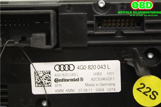 Varmeapparat betjening til Audi A7 2010-2014 (Type I, Fase 1) (AUDI|4G0 820 043 L||4G0820043L)