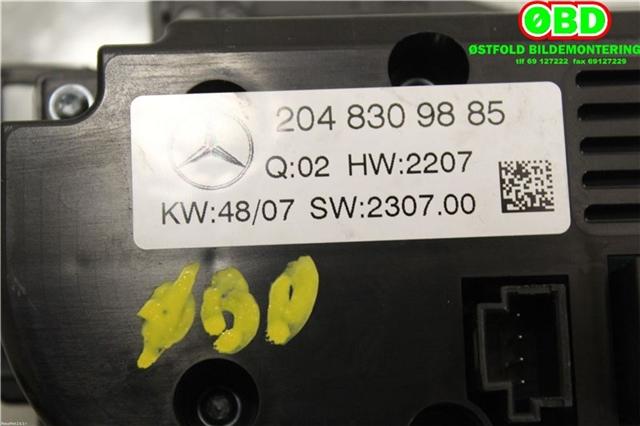 Varmeapparat betjening til Mercedes C-Klasse 2007-2011 (Fase 1) (W204) (W204) (MERCEDES|A 204 830 98 85|A 204 900 07 07|2048309885)