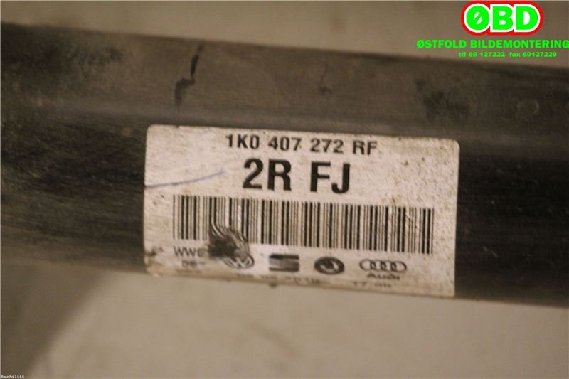 Drivaksel høyre foran til VW Golf VI 2008-2012  (VOLKSWAGEN|1K0 407 272 RF|1K0 407 272 EN|1K0407272RF)