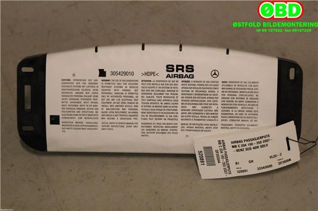 Airbag passasjer til Mercedes C-Klasse, 2007-2011 (Fase 1) (W204) (W204) (MERCEDES|A 204 860 12 00)