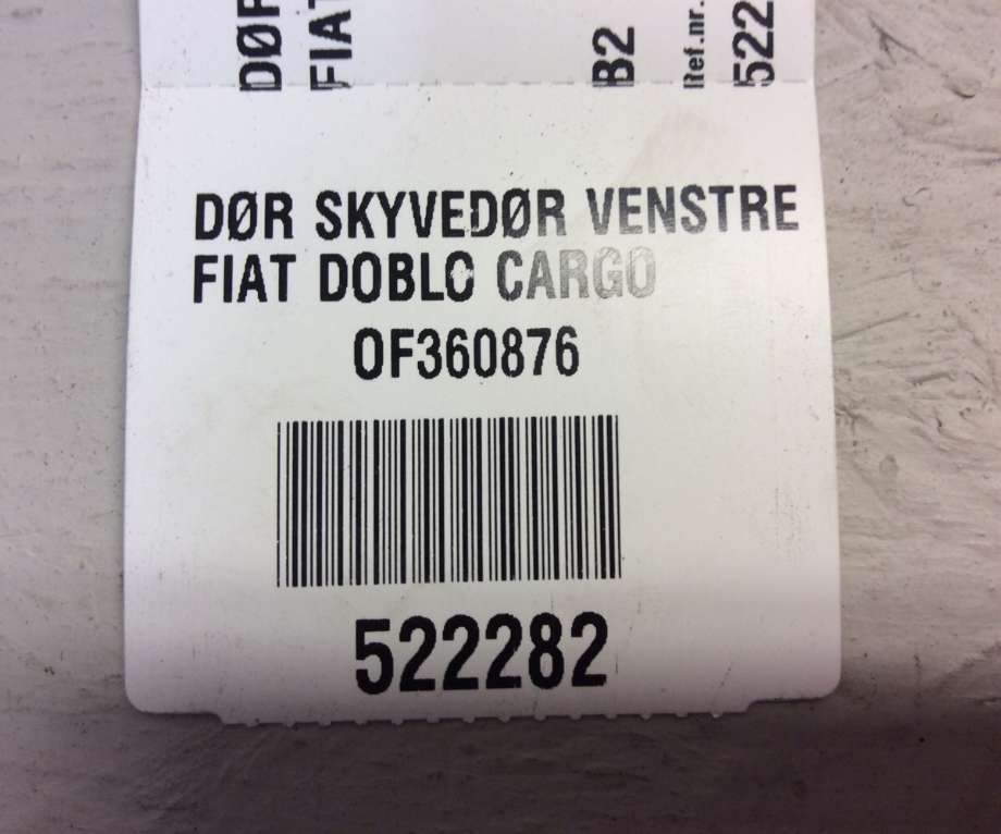 Dør venstre bak til Fiat Doblo, 2010-->> (Type II)  (Fiat Doblo|)