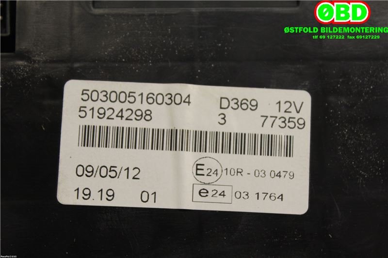 Instrumentpanel til Fiat Doblo 2010-->> (Type II)  (Fiat Doblo|503005160304|)