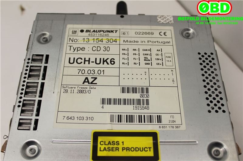 Bilstereo til Opel Astra H 2004-2009  (OPEL|93180958|6780211|13154304)