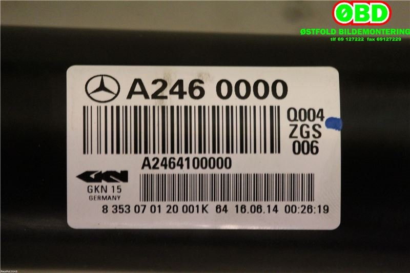 Mellomaksel til Mercedes GLA 2014-2020 (X156) (X156) (MERCEDES|A 246 410 00 00|A 176 410 01 00|2464100000)