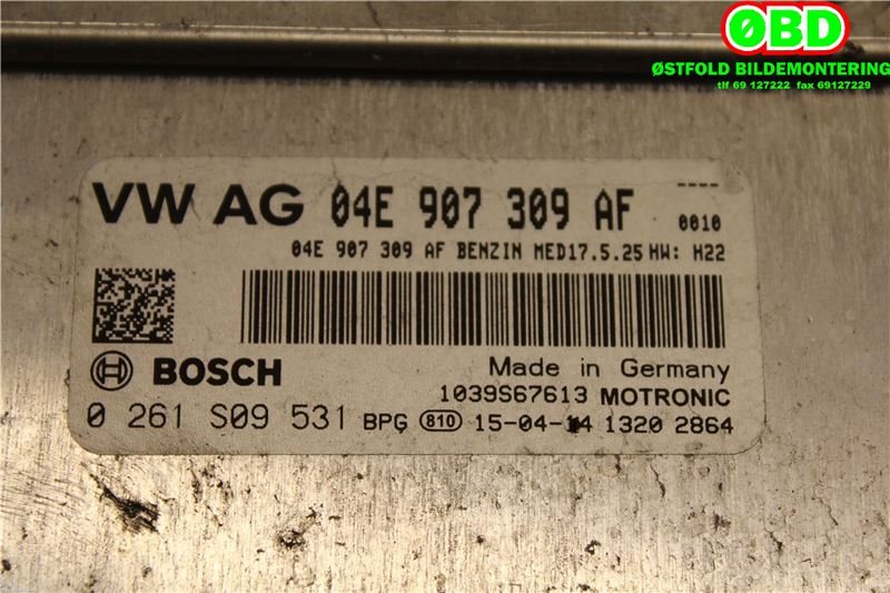 Styreenhet motor til VW Polo 2014-2017 (Type V, Fase 2)  (VOLKSWAGEN|04E 906 027 BB||04E907309AF)