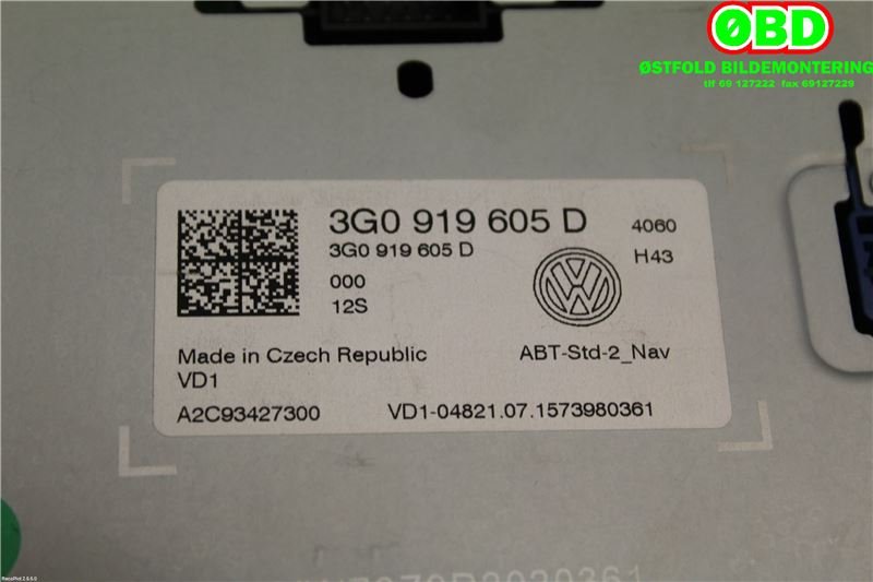 Bilstereo til VW Golf Sportsvan 2014-2018  (VOLKSWAGEN|3G0 919 605 D||3G0919605D)
