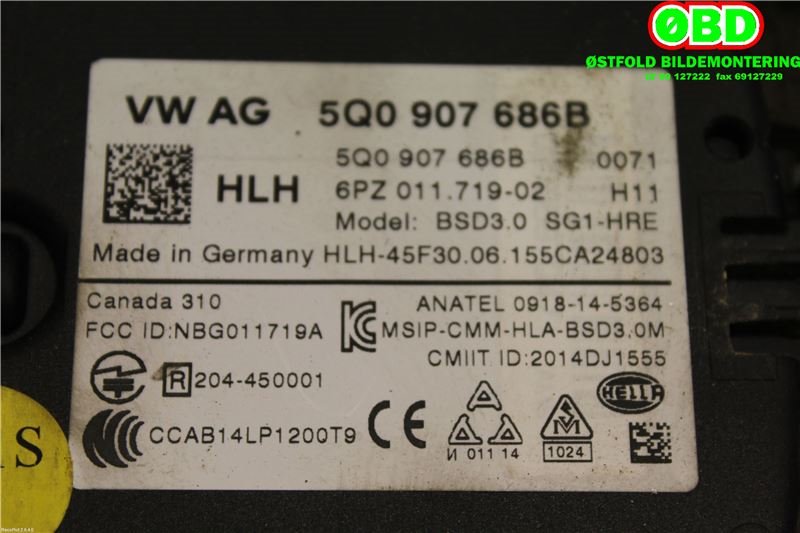 Sensor radar til VW Golf Sportsvan 2014-2018 (VOLKSWAGEN|5Q0 907 686 B||5Q0907686B)