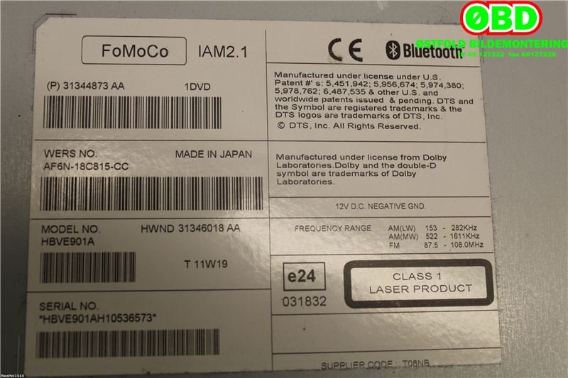 Bilstereo til Volvo V70 2007-2013 (Type III, Fase 1)  (VOLVO||31344873AA)