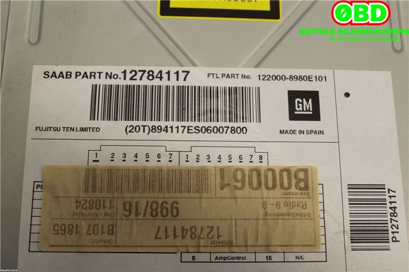 Bilstereo til Saab 9-3 2008-2011 (Type II, Fase 2)  (SAAB|12784117|)