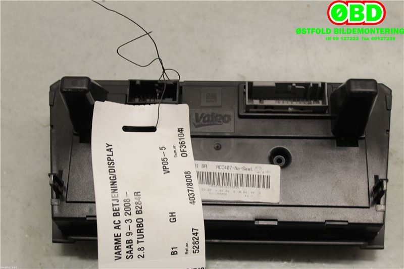 Varmeapparat betjening til Saab 9-3 2008-2011 (Type II, Fase 2)  (SAAB|12772891|)