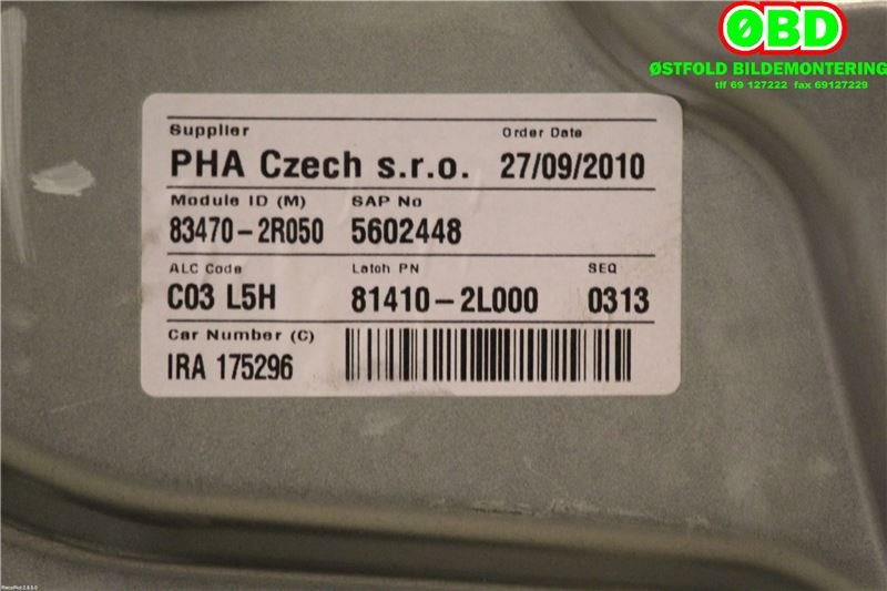 Ruteheis venstre bak til Hyundai i30 2007-2012 (Type I)  (HYUNDAI|834712R010|)