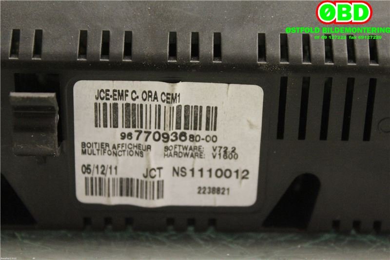 Instrument kjørecomputer til Citroën DS3 2010-2019  (CITROEN|1607240280|9821851780|9677093680)