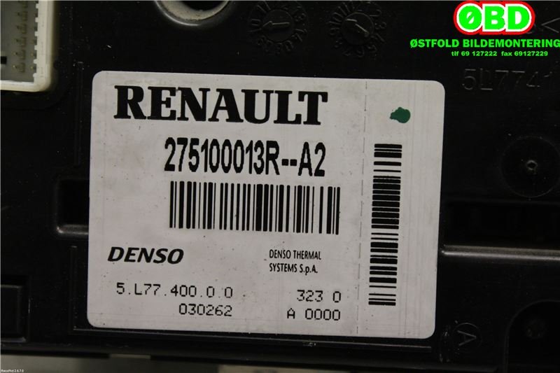 Varmeapparat betjening til Renault Master 2010-2013 (Type III, Fase 1)  (RENAULT||275100013R)