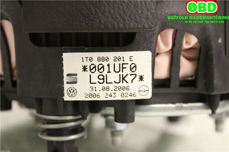 Airbag rattpute til VW Polo 2005-2009 (Type IV, Fase 2)  (VOLKSWAGEN|1T0 880 201 E||1T0880201E)