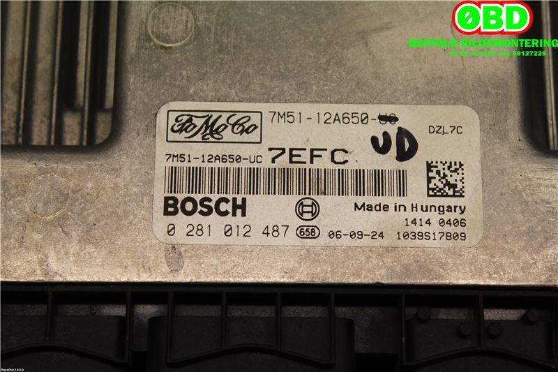 Styreenhet motor til Ford Focus 2008-2010 (Type II, Fase 2)  (|0281012487|7M5112A650UD)