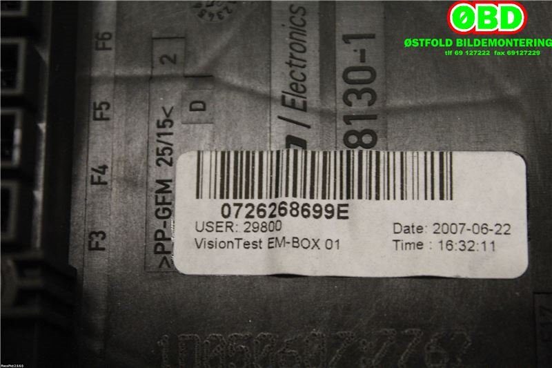 Sikringsboks til Škoda Octavia 2005-2008 (Type II, Fase 1) (SKODA|1K0 937 125 A|)