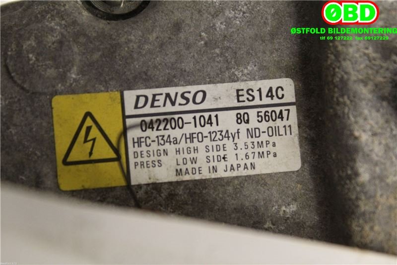 Aircondition kompressor til Toyota Yaris 2012-2014 (Type III, Fase 1)  (TOYOTA|8837052011|0422001041|)