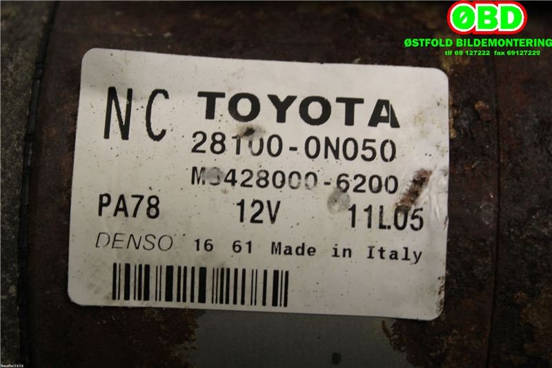 Starter diesel til Toyota Corolla 2007-2013  (TOYOTA|281000N050|4280006200)