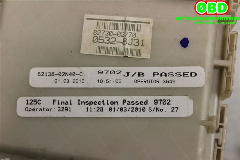 Sikringsboks til Toyota Corolla 2007-2013  (TOYOTA|8273002A80||8273002770)
