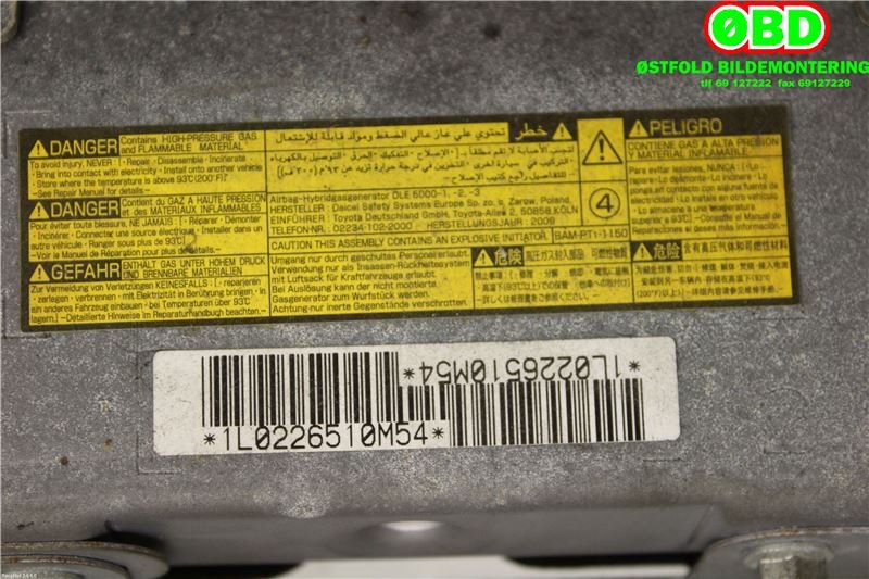 Airbag kne til Toyota Corolla 2007-2013 (TOYOTA|7390002030B0|)