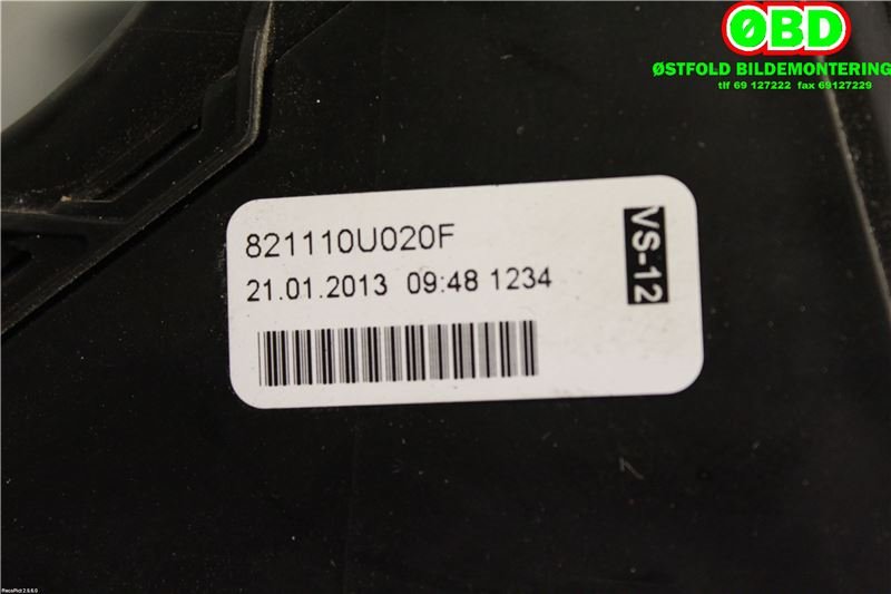 Sikringsboks til Toyota Yaris 2012-2014 (Type III, Fase 1) (TOYOTA YARIS HYBRID XP1|8274152100||821110U020F)