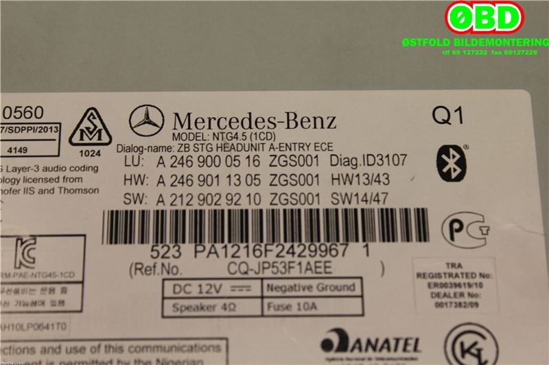 Bilstereo til Mercedes GLA 2014-2020 (X156) (X156) (|2469000516)