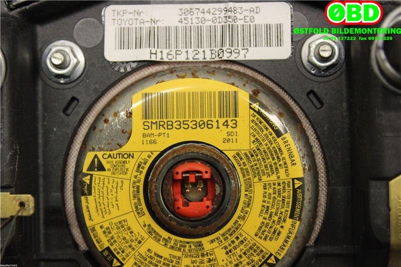 Airbag rattpute til Toyota Yaris 2012-2014 (Type III, Fase 1)  (TOYOTA|451300D350C0|)