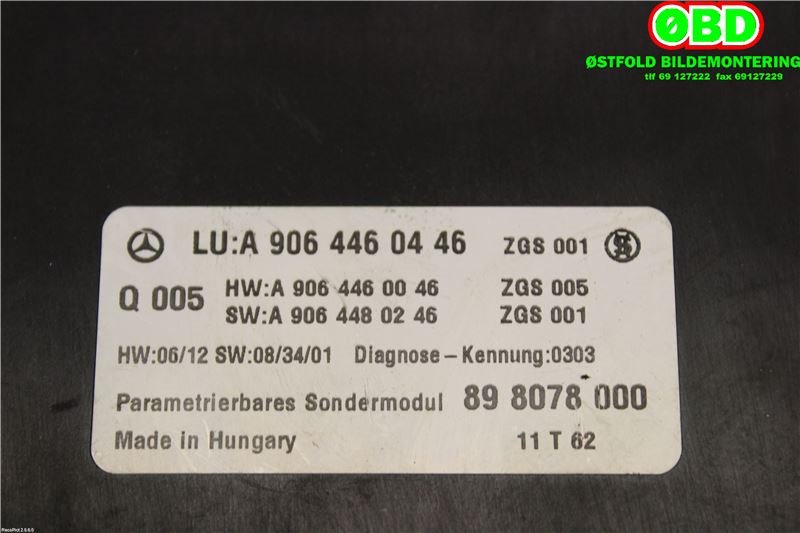 Styreenhet parkering til Mercedes Sprinter 2006-2013 (Fase 1) (906) (906) (MERCEDES|A 906 446 04 46|A 906 900 33 04|9064460446)