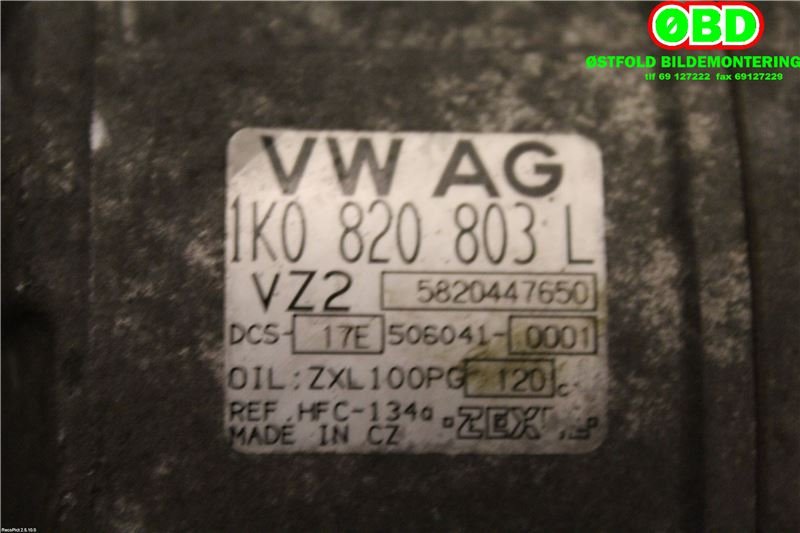 Aircondition kompressor til Audi A3 2003-2008 (Type II, Fase 1)  (AUDI|1K0 820 859 S||1K0820803L)