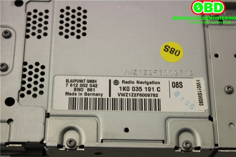 Bilstereo til VW Golf V, Combi 2003-2008  (VOLKSWAGEN||1K0035191C)