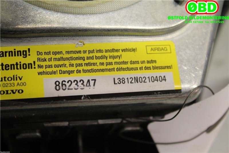 Airbag rattpute til Volvo V50 2007-2012 (Fase 2)  (VOLVO|31332804||8623347)